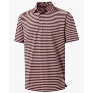 MAELREG Performance Polo Golf Shirt Orange and‎ Blue Striped XL New